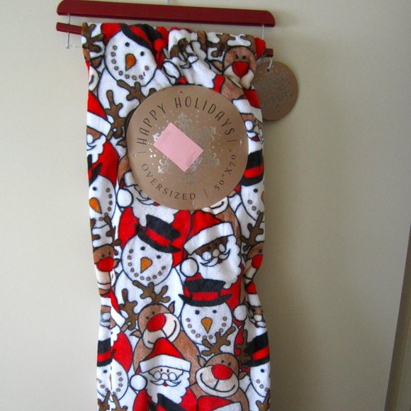 Other - Santa Clause Reindeer Snowman Christmas Throw Blanket 50" X 70" Inches